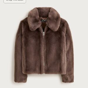 NWT J.Crew Zip Up Jacket in Faux Fur